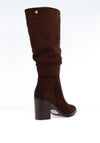 Xti Womens Gathered Knee High Heeled Boots, Brown