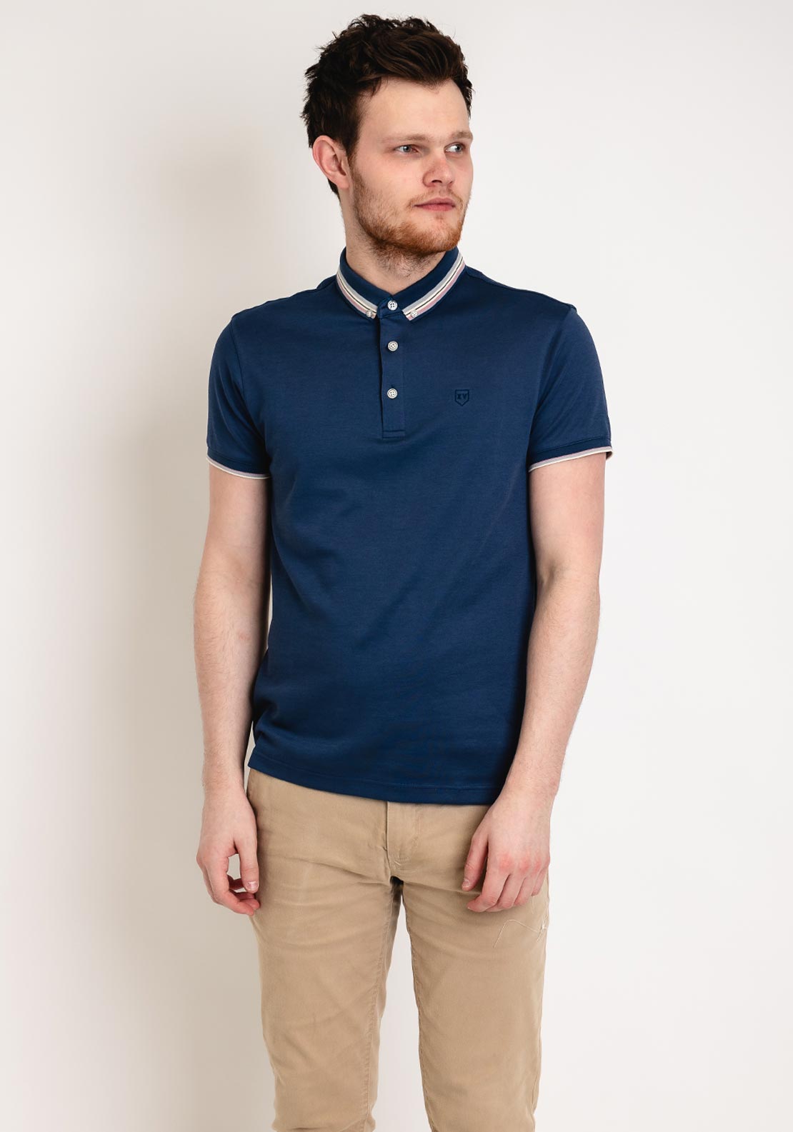 XV Kings by Tommy Bowe Raffo Tipped Polo Shirt, Admiral Mix - McElhinneys
