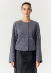 YAS Flight Embellished Cropped Jacket, Grey Multi