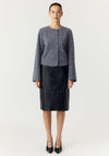 YAS Flight Embellished Cropped Jacket, Grey Multi