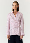 YAS Alisa Pinstripe Pleated Shirt, Pink Multi
