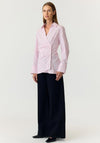 YAS Alisa Pinstripe Pleated Shirt, Pink Multi