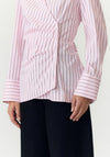 YAS Alisa Pinstripe Pleated Shirt, Pink Multi