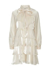 Y.A.S Elouise Shiny Tiered Shirt Dress, Pearled Ivory