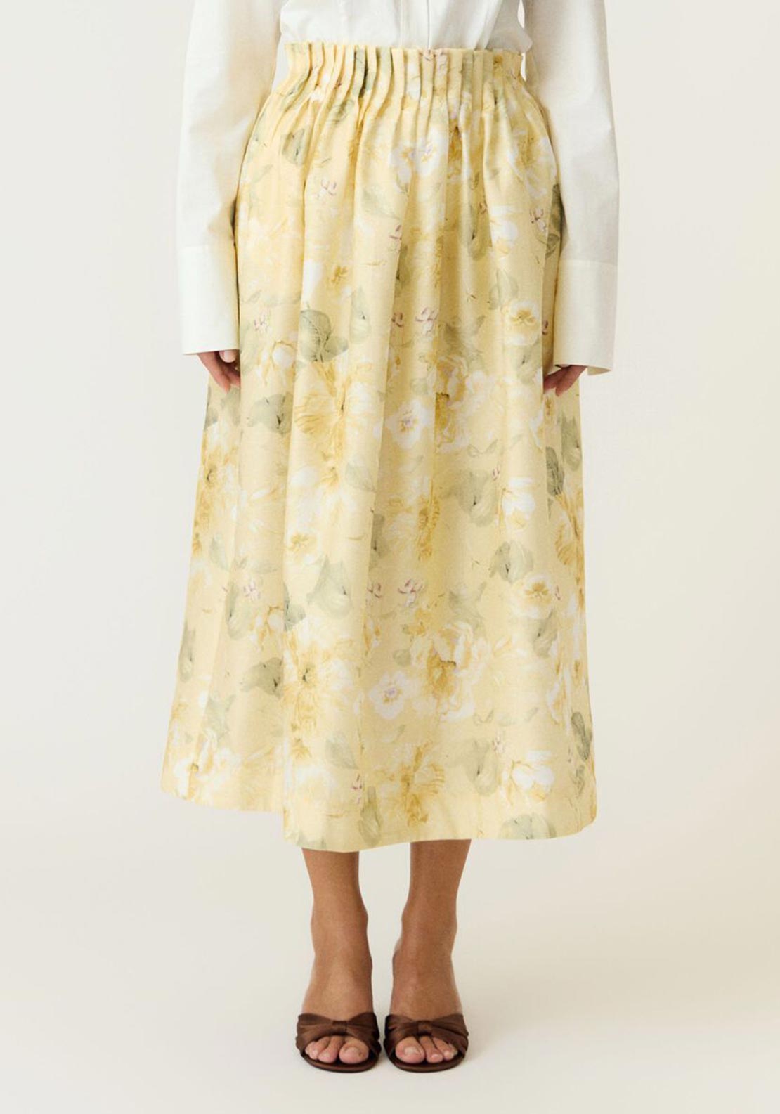 YAS Lemon High Waisted Midi Skirt, Yellow