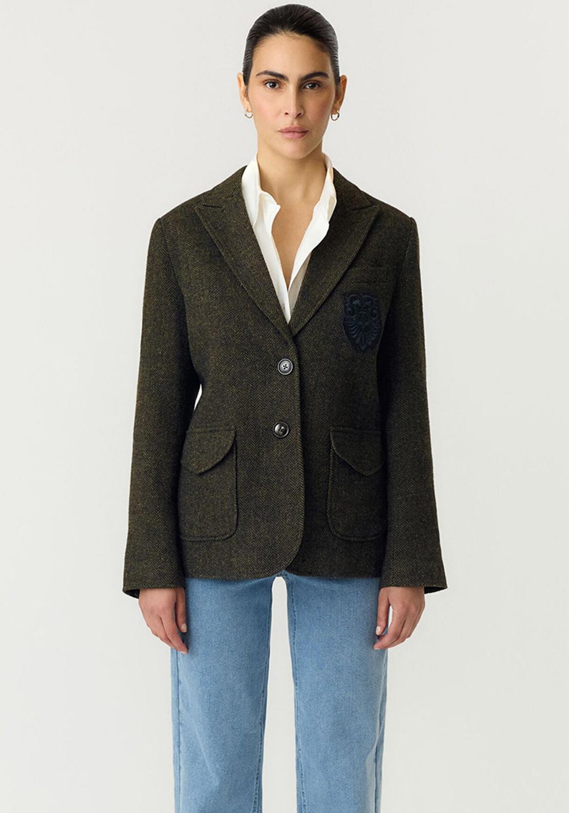 YAS Carolyn Long Sleeve Blazer, Dark Green