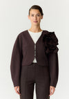 YAS Laulin with Flower Detail Cropped Jacket, Brown