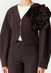 YAS Laulin with Flower Detail Cropped Jacket, Brown