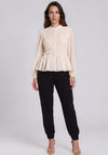 YAS Alua Mesh Embroidered Blouse, Cream