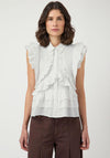 Y.A.S Noro Frill Sleeveless Shirt, White