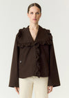 YAS Elsia Cropped with Frill Detail Trenchcoat, Brown