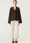 YAS Elsia Cropped with Frill Detail Trenchcoat, Brown