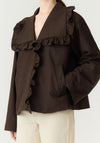 YAS Elsia Cropped with Frill Detail Trenchcoat, Brown