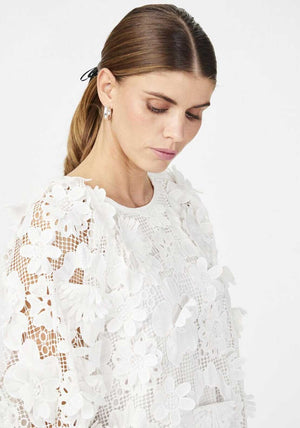 Y.A.S Trea Crochet Flower Shift Dress, Star White