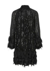 Y.A.S Flow Sequin Fringed Trim Mini Dress, Black