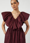 Y.A.S Salsy Frill Bodice Long Dress, Wine