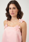 YAS Douce Strap Floral Detail Mini Dress, Pink