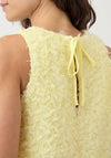 YAS Crimo 3D Petal with Frayed Trim Detail Midi Dress, Yellow