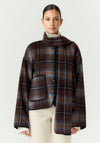 YAS Calino Checked with Scarf Detail Coat, Brown Multi