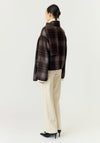 YAS Calino Checked with Scarf Detail Coat, Brown Multi
