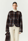 YAS Calino Checked with Scarf Detail Coat, Brown Multi