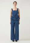 YAS Elsie Mid Waist Wide Leg Jeans, Medium Blue