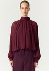 YAS Olera High Neck Blouse, Wine