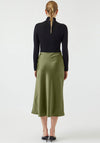 Y.A.S Pella High Waist Satin Midi Skirt, Olive Branch