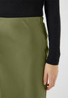 Y.A.S Pella High Waist Satin Midi Skirt, Olive Branch