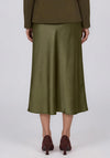 Y.A.S Pella Satin High Waisted Midi Skirt, Green