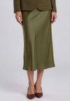 Y.A.S Pella Satin High Waisted Midi Skirt, Green