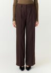 YAS Riu Straight Leg Trousers, Brown