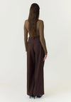 YAS Riu Straight Leg Trousers, Brown
