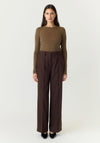 YAS Riu Straight Leg Trousers, Brown