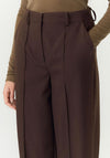 YAS Riu Straight Leg Trousers, Brown