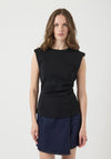 Y.A.S Pina Sleeveless Ruched Top, Black