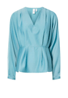 Y.A.S Pella Satin V Neck Aline Blouse, Blue