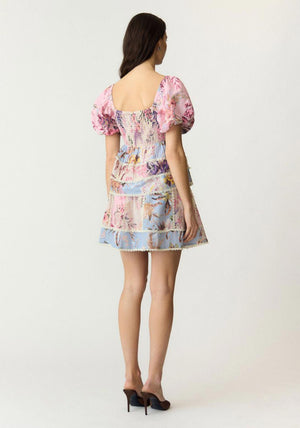 YAS Messa Square Neck Top, Pink Multi