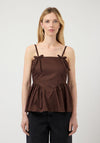 YAS A-Line Bow Detail Sleeveless Top, Brown