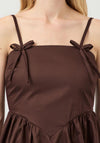 YAS A-Line Bow Detail Sleeveless Top, Brown