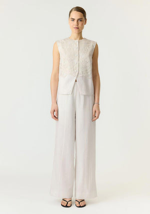 YAS Tama Textured Waistcoat, Cream