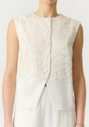 YAS Tama Textured Waistcoat, Cream