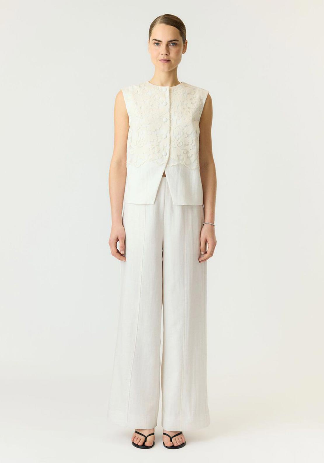 YAS Tama High Waisted Trousers, Off-White