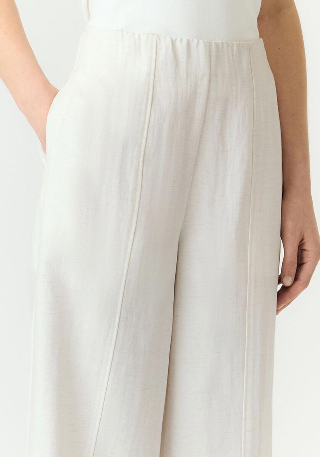 YAS Tama High Waisted Trousers, Off-White