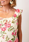 Y.A.S Cleo Floral Ruffle Maxi Dress, Cream