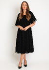 Y.A.S Square Neck Fringe Midi A-line Dress. Black