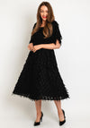 Y.A.S Square Neck Fringe Midi A-line Dress. Black
