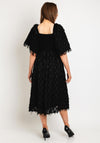 Y.A.S Square Neck Fringe Midi A-line Dress. Black