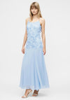 YAS Fedora 3D Floral Strap Maxi Dress, Blue