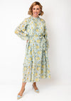 YAS Matira Long Sleeved Floral Midi Dress, Blue